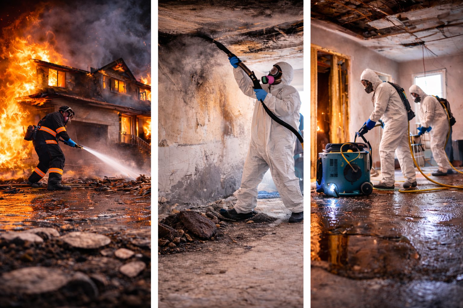 Fire Damage Restoration Plus team at work